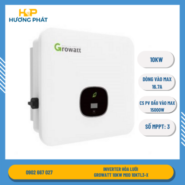 Inverter hòa lưới Growatt 10KW MOD 10KTL3-X - Hương Phát Solar