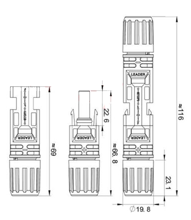 Jack nối MC4 1000V DC