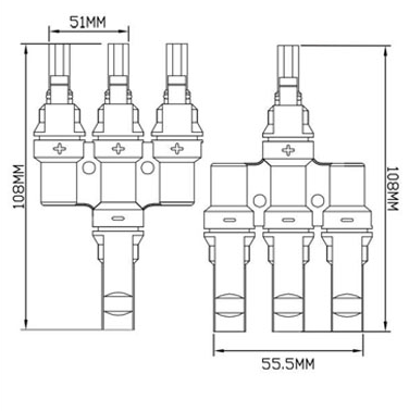 Jack nối MC4 T3 1500V DC