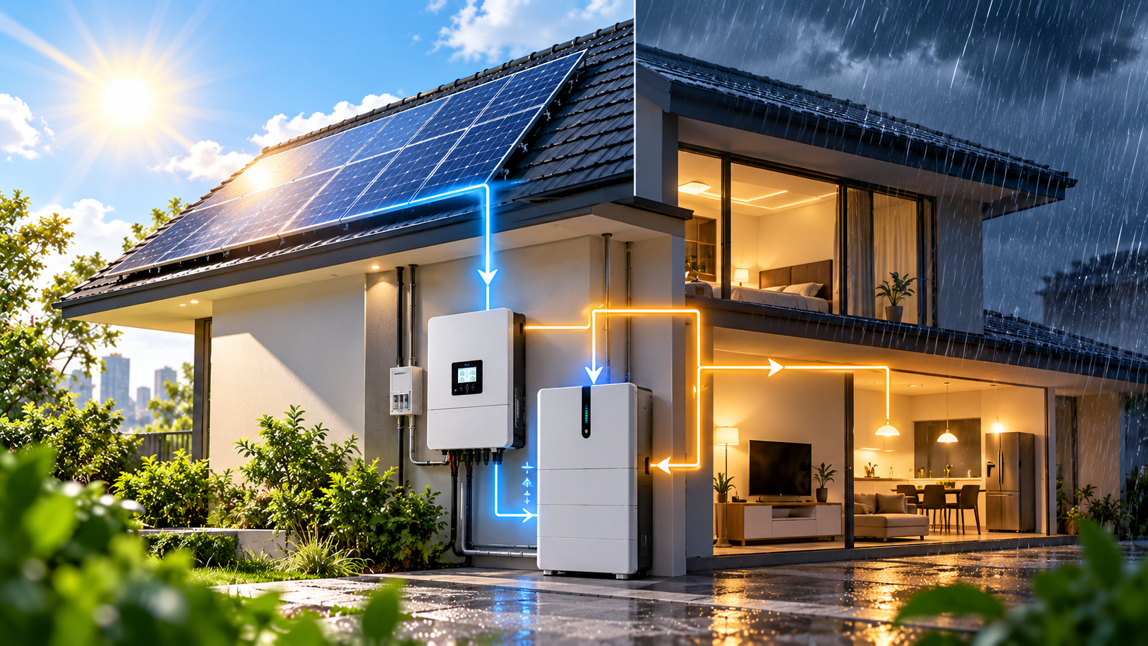 Hybrid và pin lưu trữ giải quyết được gì khi trời mưa?