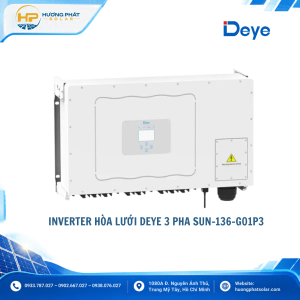 Inverter hòa lưới Deye 136kW SUN-136K-G01P3-EU-AM8 – 3 pha, 8 MPPT