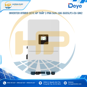 Inverter Hybrid Deye 16kW SUN-16K-SG05LP3-EU-SM3-P – 3 pha, 3 MPPT, pin áp thấp